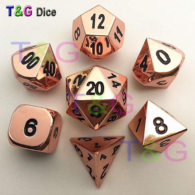 7 шт./компл. набор металлических игральных костей d4 d6 d8 d10 d % d12 d20 RPG игральные кости