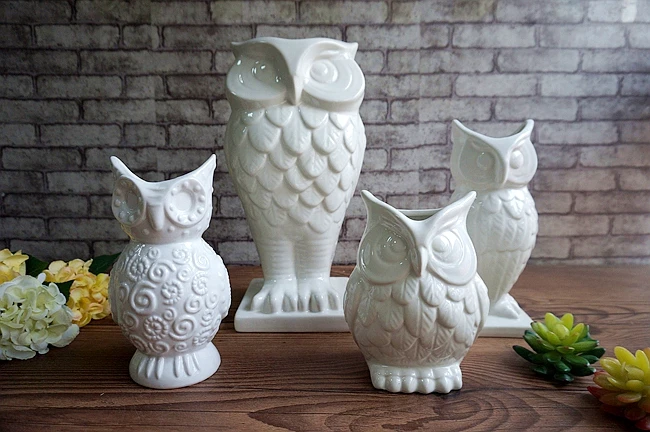 

white coruja ceramica owl home decor Owl pot flower vase handicraft crafts room decoration porcelain animal figurine