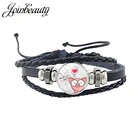 Многослойный Плетеный браслет JOINBEAUTY QF710 для мужчин и женщин, милое животное, розовая свинка, искусство, стеклянный кабошон, черный кожаный браслет