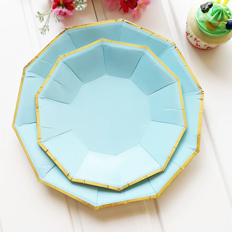 Украшенная золотой фольгой одноразовые столовые приборы синий tablecenterpieces на