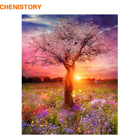 Chenistory sem moldura Tree sexy pintura diy by números paisagem moderna home wall arte decoração pintada à mão pintura a óleo de presente exclusivo