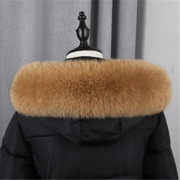 Khaki Горячая новинка куртки из натуральных материалов женский меховой воротник Модный Зимний меховой шарф женские шарфы пальто теплая шаль Лисий меховой воротник-шарф - Цвет: Khaki