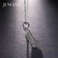 juwang silver color charming micro paving cz high heeled shoes pendant necklaces for woman chain necklace fashion jewelry gift