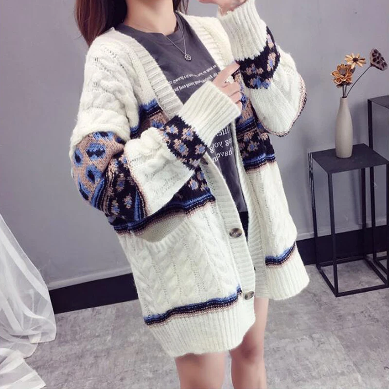 Shellsuning свитер женский Осень Зима пуговицы Harajuku Boho трикотажные кардиганы