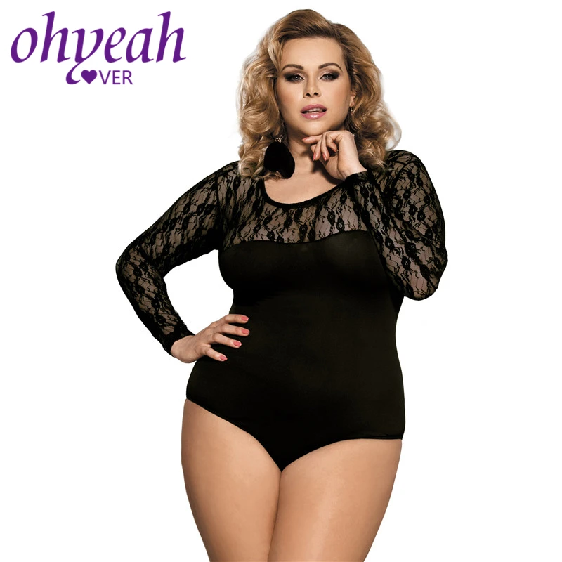 Женский комбинезон с длинным рукавом Ohyeahlover черный большого размера RM80372 |