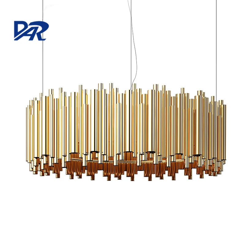 Пост современный Дизайн золото Алюминий трубки Люстры Италия люстра Освещение