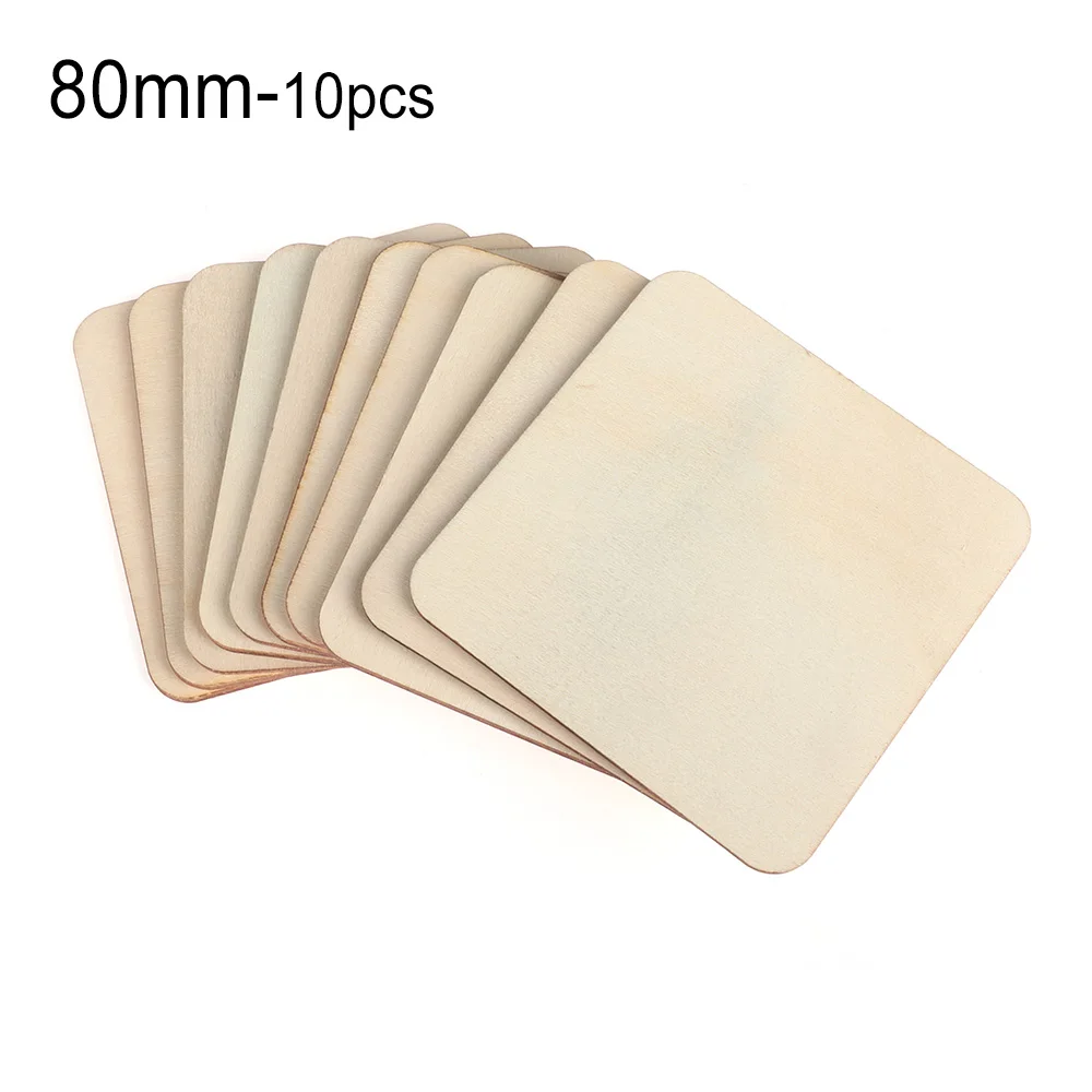 80mm-10pcs 10/50/100 шт деревянные части Неокрашенная дощечка квадратный Незаконченный для рукоделия пирография проектов игры Скрапбукинг модель здания - Цвет: 80mm-10pcs