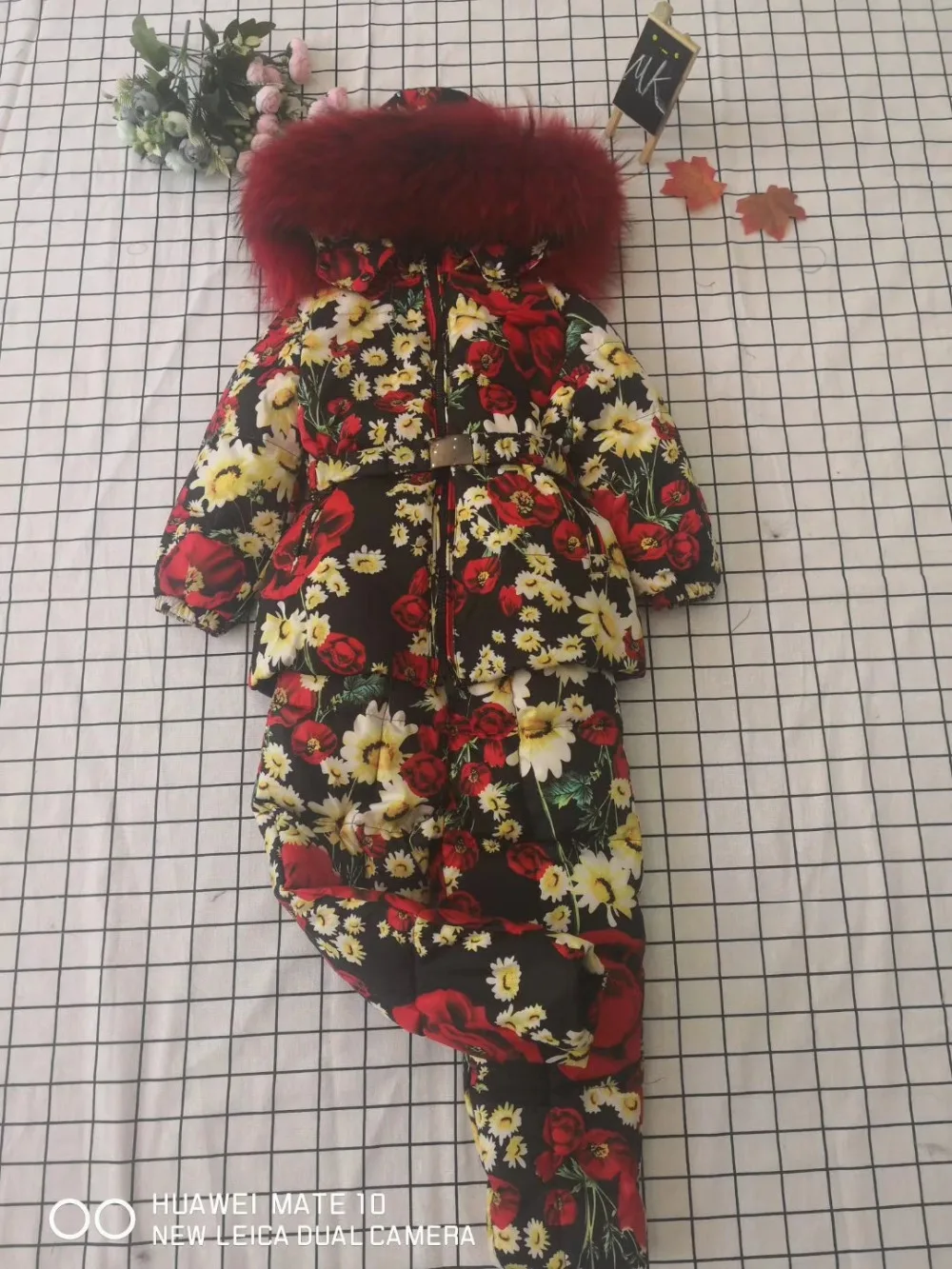 Real raccoon fur winter jacket child suit jacket+pant twinset boy& girl ski suits children down jacket outerwear parka