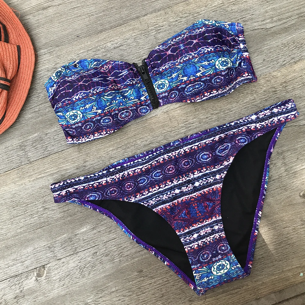 2019 bohemia chain sexy brazilian bikini set print plus size swimsuit swimwear women new bikinis biquini A304 |