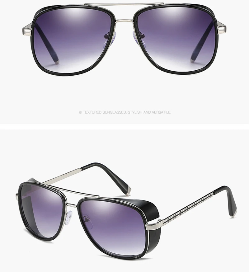 Psacss Vintage PUNK Sunglasses Men Women Tony Stark Iron Man Fashion High Quality Sun Glasses For Driving Outdoor Gafas de sol