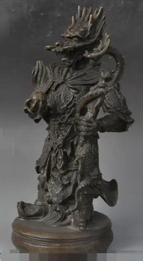 S01549 8&quotChina Folk myth Bronze Stand Dragon King Lord Rain God Long Wang Buddha Statue | Дом и сад