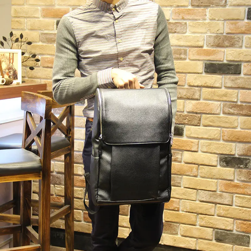 Рюкзак мужской кожаный для ноутбука брендовый ранец на плечо студентов и школ