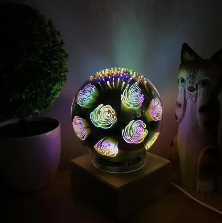 rose 3D красочный небо светодиодный ночник Луна лампа USB дети спальня проекция волшебная лампа фейерверк бабочка Рождественский свет - Испускаемый цвет: rose