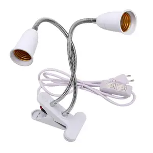 Гибкий Держатель для лампы с цоколем E27, крепление для светодиодсветильник светильников для выращивания, двойная головка с выключателем, для настольных ламп для растений, Европейская и американская вилки