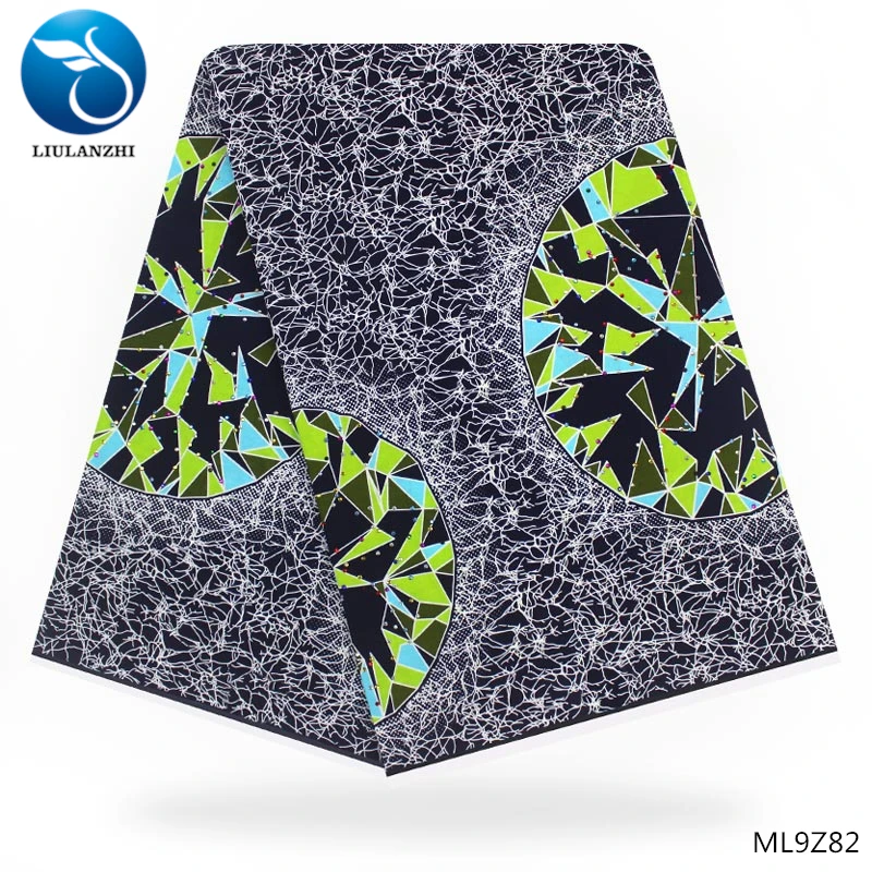 

LIULANZHI cotton wax fabric african wax print fabric wax african clothing 6yards per lot with rhinestones hot sale ML9Z77-94