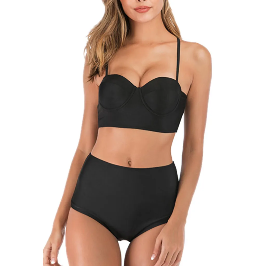 Бикини сексуальные женские купальники из двух частей Топ гофрированный с