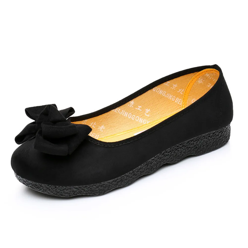 Zapatos mujer женские тонкие туфли с бантиком на плоской подошве балетки мягкой