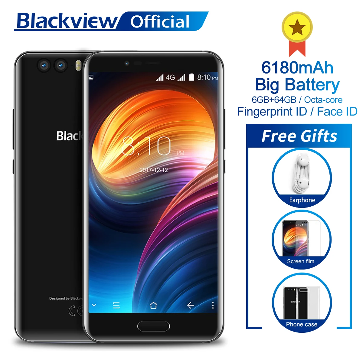 Blackview P6000 5 дюйма в ячейке FHD Helio P25 6 ГБ + 64 смартфон Face ID 21.0MP Камера 4 г Dual SIM мобильный