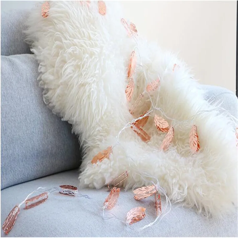 Factory sales Handmade Rose Gold Feather Led String Light Battery Fairy Party Light/ Wedding/Christmas Decoration Drop Sh | Лампы и