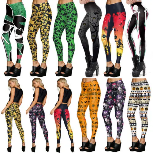 Женские Эластичные Легинсы женские штаны с изображением тыквы на Хэллоуин |