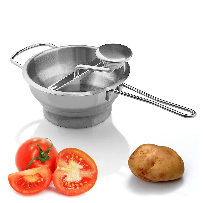 

Kitchen Fruit Vegetable Tools Stainless Steel Hand food grinder puree mashed potatoes masher Ricers