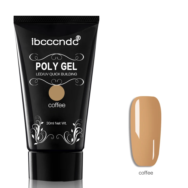 coffee 30 г Poly GeI дизайн ногтей Французский маникюр прозрачный камуфляж цвет быстрое наращивание ногтей кристалл УФ гель полигель 6 цветов - Цвет: coffee