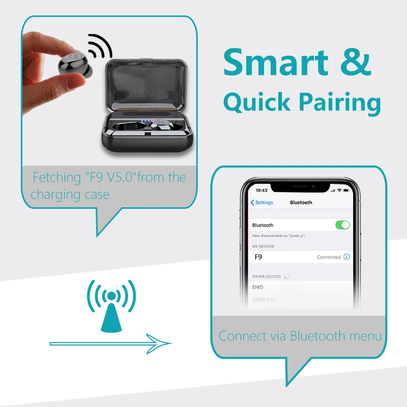 Беспроводные bluetooth наушники мини гарнитура с шумоподавлением спортивные