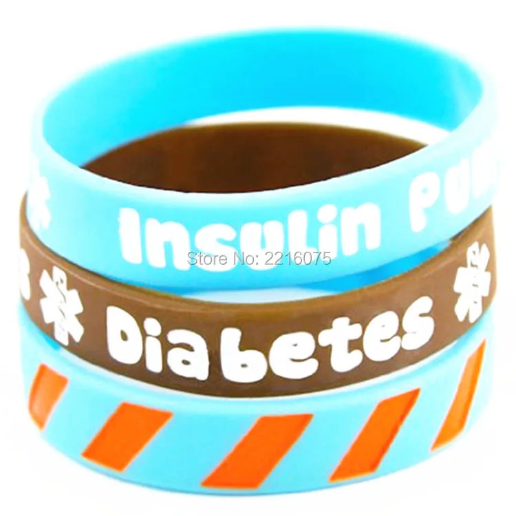 300 шт. диабета медицинский браслет силиконовые браслеты Бесплатная доставка