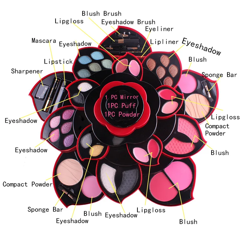 

Miss Rose Flower Eye Shadow Palette Plum Blossom Rotating Set Matte Shimmer Nude Long Lasting Eyeshadow Palette Makeup kit