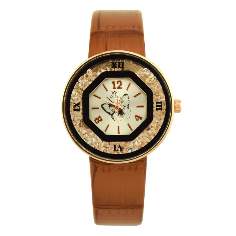 

Fashion Women Watches Luxury Hollow Crystal Rhinestone Ladies Watch Women Casual Leather Quartz Wristwatch Relogio Feminino /D