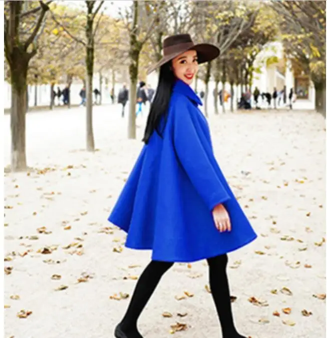 Женские полушерстяные свободные пончо теплая верхняя одежда накидка куртка-плащ