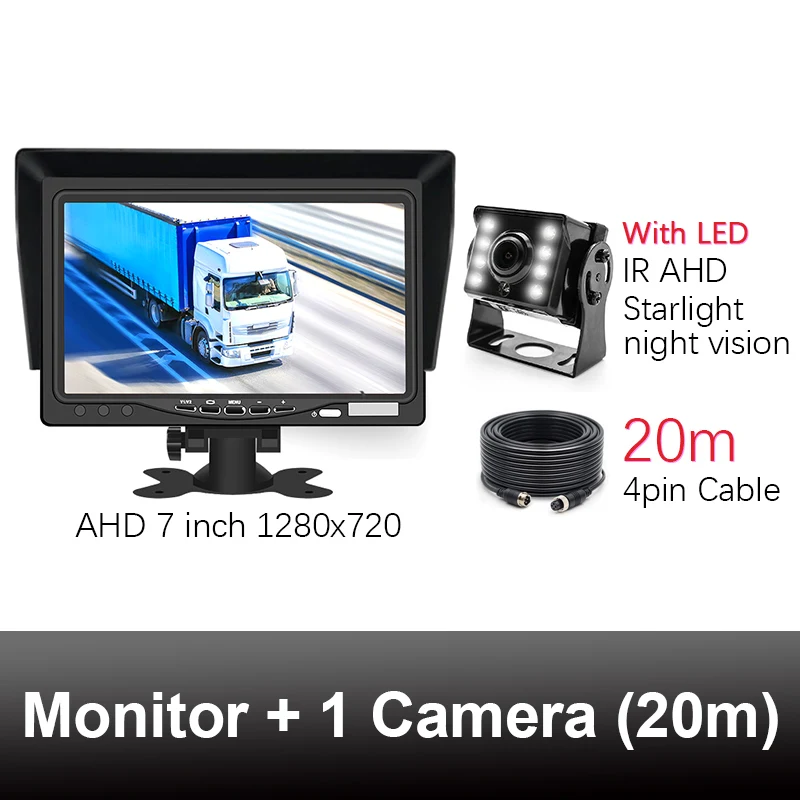 1 Camera-20m GreenYi Запись DVR 2 грузовик камера заднего вида 1280*720 AHD ночного видения с " монитор заднего вида автомобиля поддержка SD карты - Цвет: 1 Camera-20m