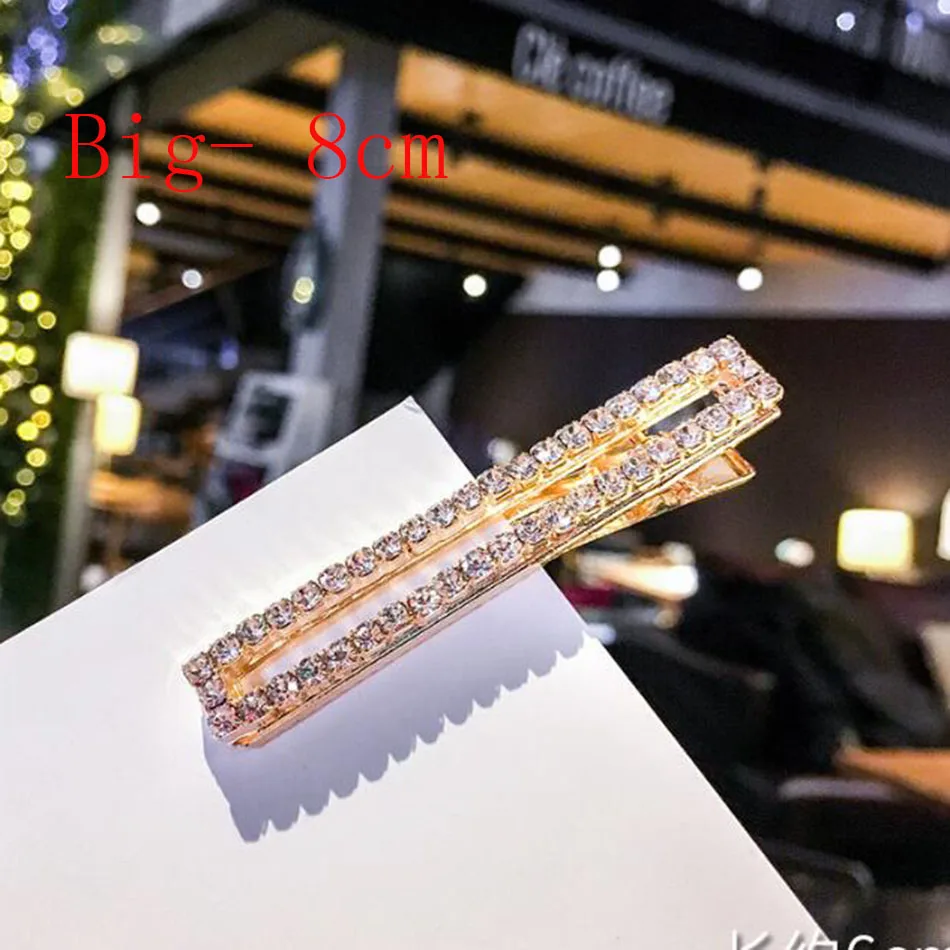8cm gold Корея новые стильные яркие стразы кристалл шпильки с жемчугом оснастки палочные зажимы женская заколка для волос для девочек - Окраска металла: 8cm gold