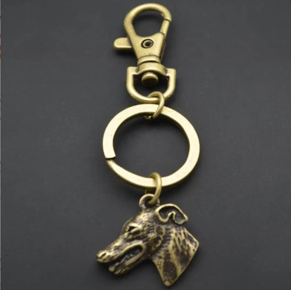 Оптовая продажа винтажный серый гондук английская цепочка для ключей Greyhound