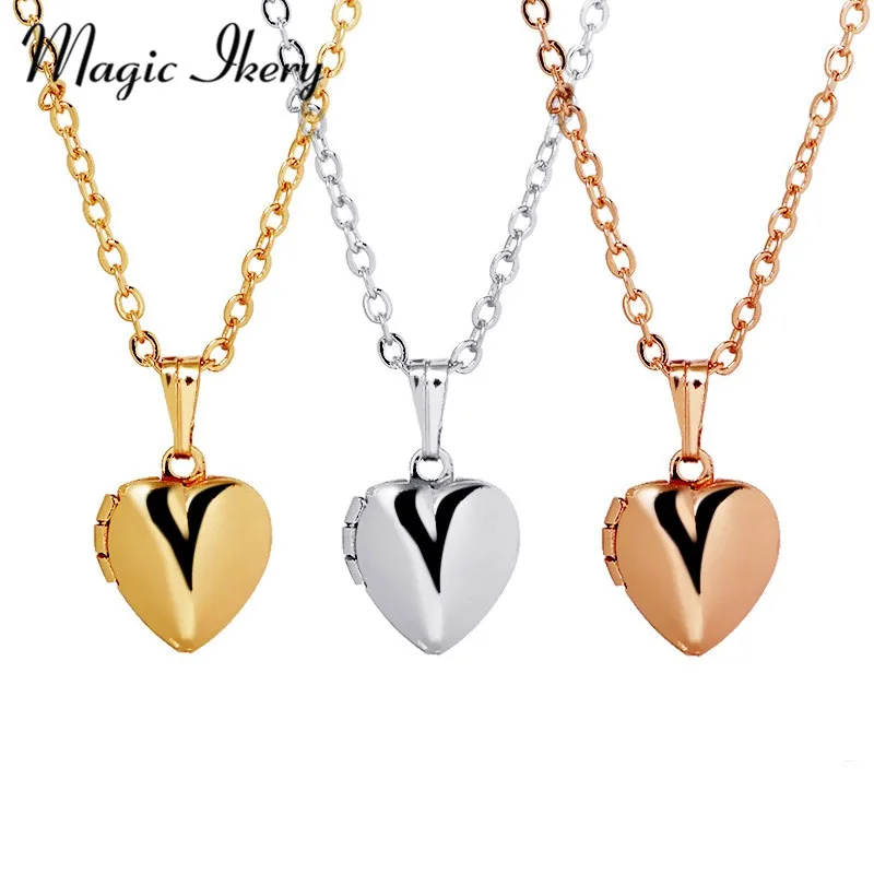 Магия ikery модное сердце фоторамка ожерелье кулон пара может открыть ювелирные