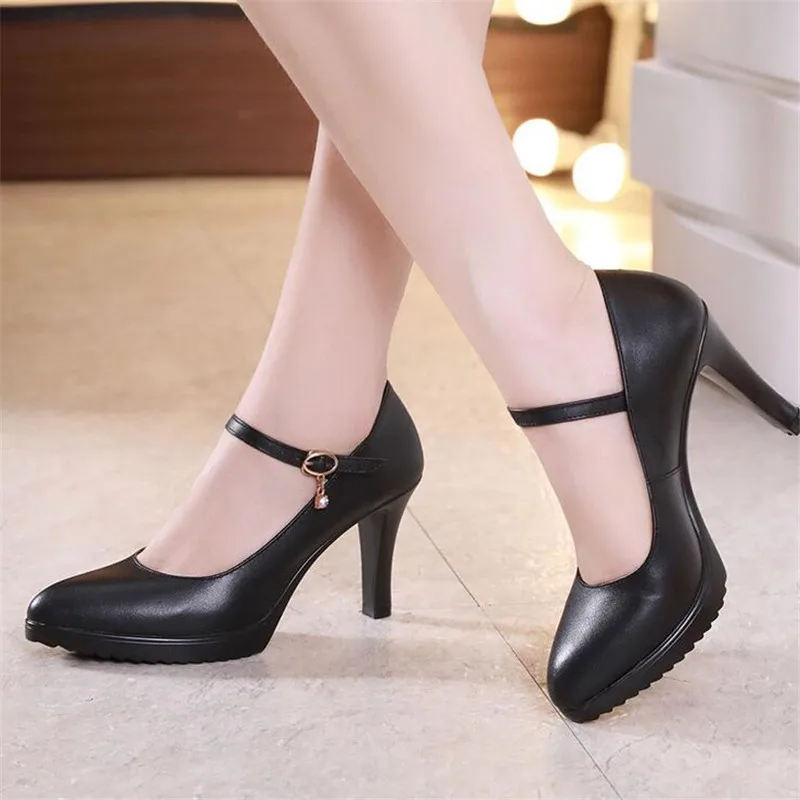 

6-11CM High-heeled shoe female 2019new pointed shallow mouth single shoes black fine with wild super high-heeled work shoes32-43