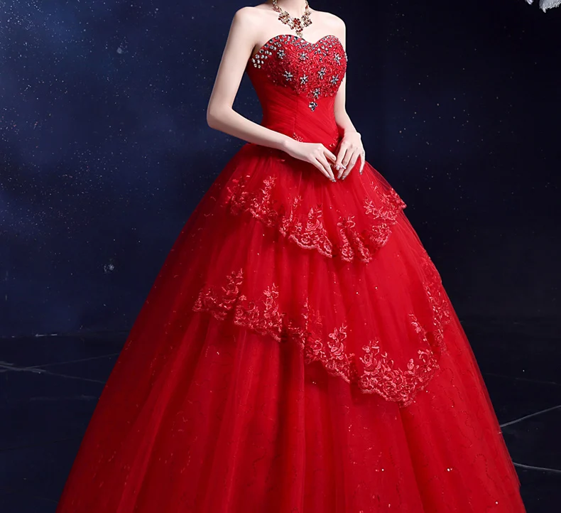 Женское свадебное платье белое красное бальное с кристаллами|vestido de noiva|de noivagown