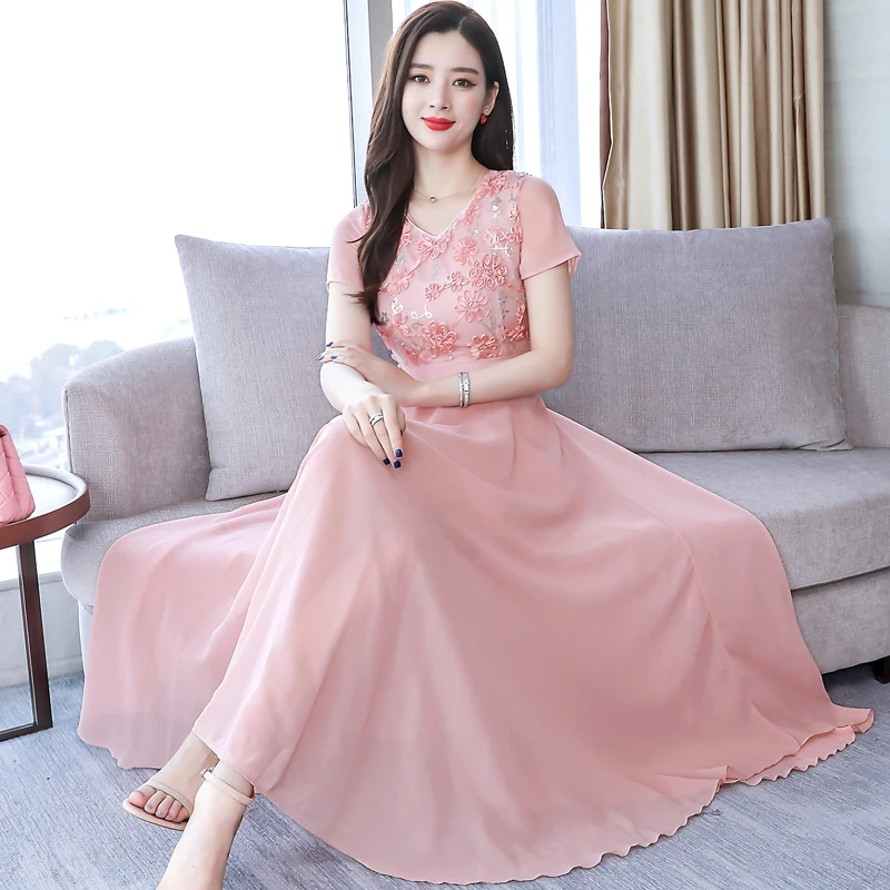 Летнее шифоновое платье женская одежда новинка 2019 богемное пляжное облегающее