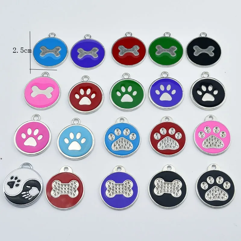12 шт./лот 2 5 см круглые бирки для домашних животных в форме костей ног собаки
