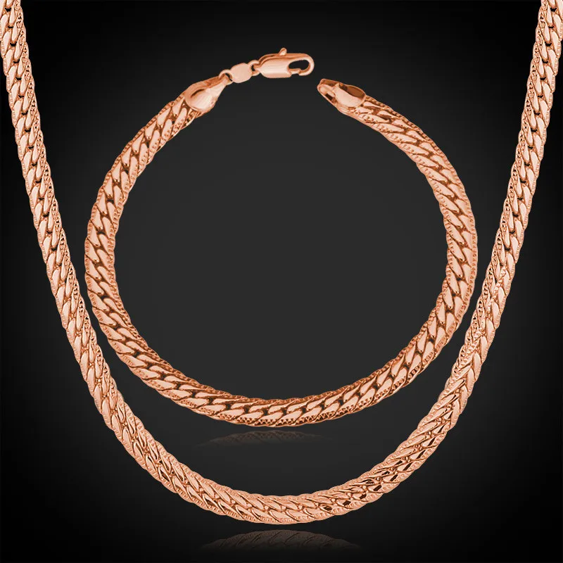 Мужской комплект из колье и браслета под золото/розовое золото/серебро|fashion jewelry