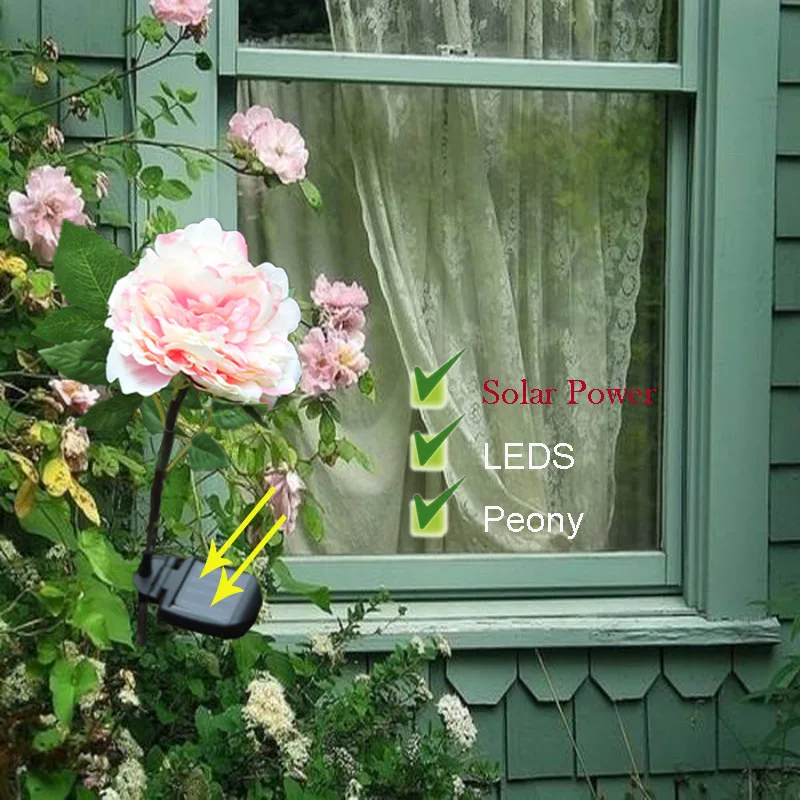1/3/5 шт Пион Солнечный свет идеальное качество LED солнечное Наружное освещение