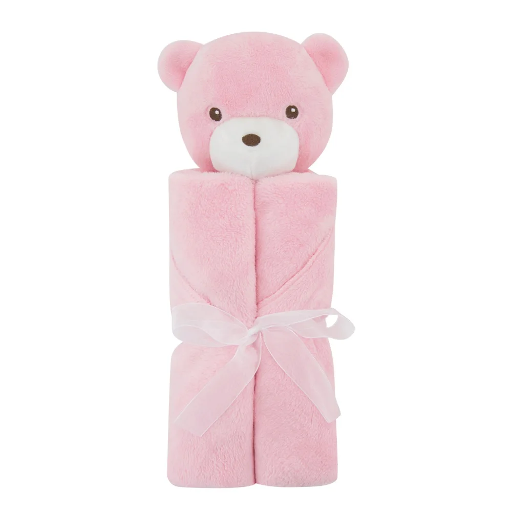 1layer pink bear Мультфильмы детские спальные одеяла милые детские постельные принадлежности зимние одеяла для мальчиков и девочек Новорожденные теплые коралловые флисовые детские плюшевые игрушки - Цвет: 1layer pink bear
