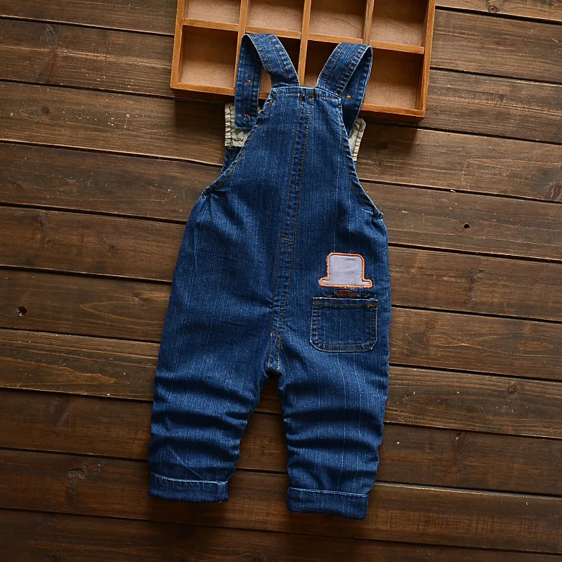 Детский джинсовый комбинезон для мальчиков и девочек с мультяшным рисунком