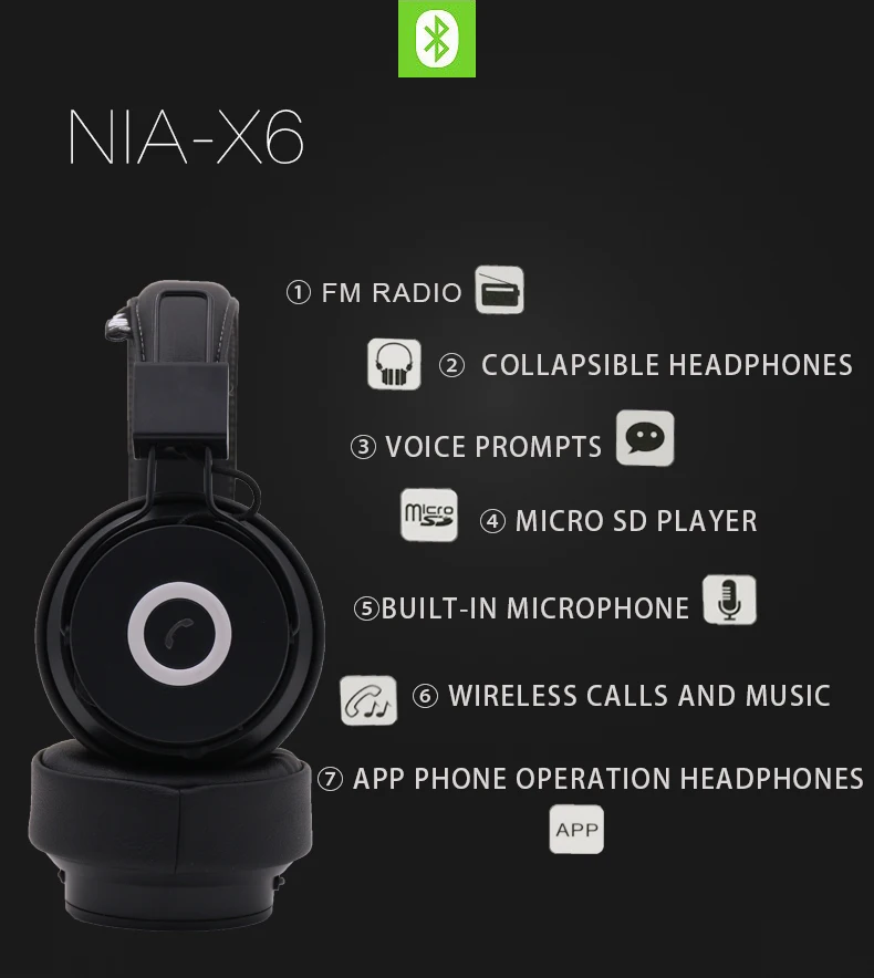 Оригинальная гарнитура NIA X6, беспроводные стерео наушники Bluetooth, fone de ouvido, bluetooth, с микрофоном, поддержка TF карты, fm-радио, наушники