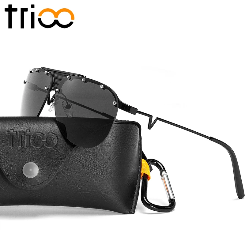 Мужские солнцезащитные очки без оправы TRIOO уникальные дизайнерские с