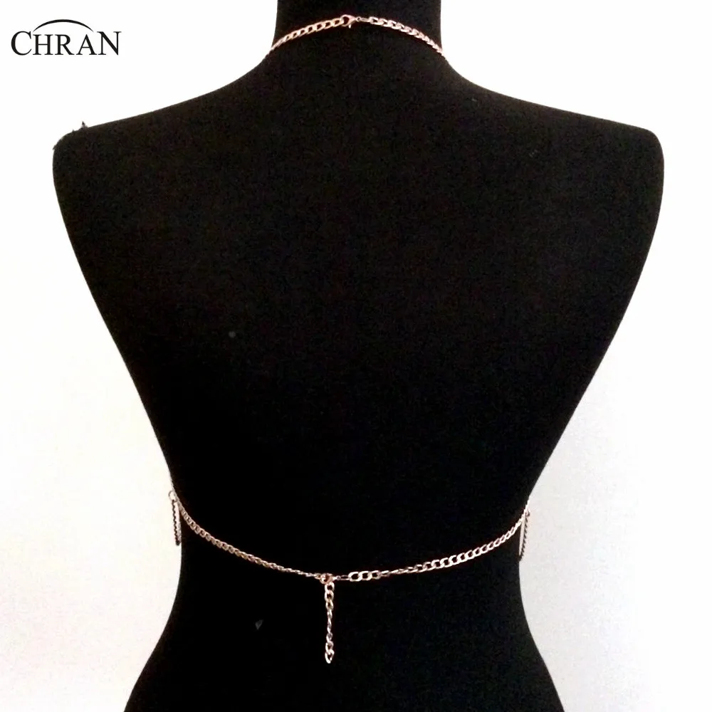 Кроп-топ Chran Chain Chainmail EDM Rave Bralette портупея цепь Necklace Coachella Wear Sexy Ibiza Sonar праздничные