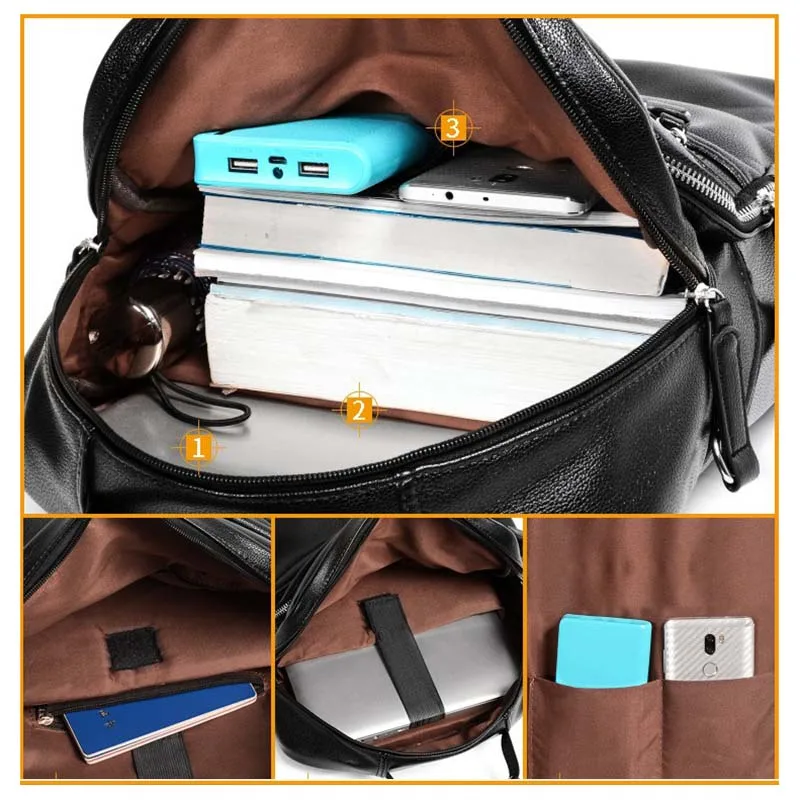 BAIJIAWEI мужской рюкзак для зарядки через usb водонепроницаемый из мягкой кожи