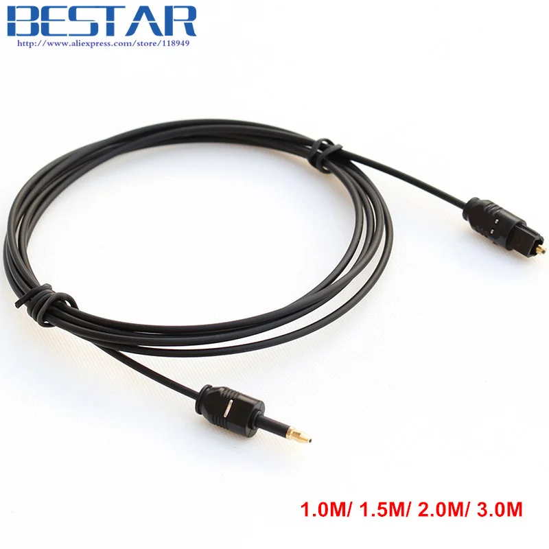 

1m 1.5m 2m 3m OD 2.2mm OD2.2mm Digital Optical Audio Toslink to Mini Toslink 3.5mm Thin Cable Mini-Toslink connector adapter