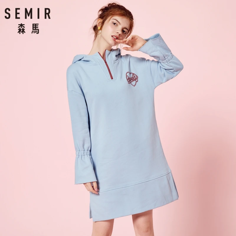 SEMIR женское платье свитшот с длинным рукавом и капюшоном толстовка на молнии