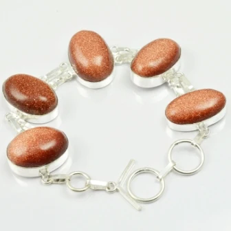 

Sun Stone Bracelet Silver Overlay over Copper , 21 cm, B2271